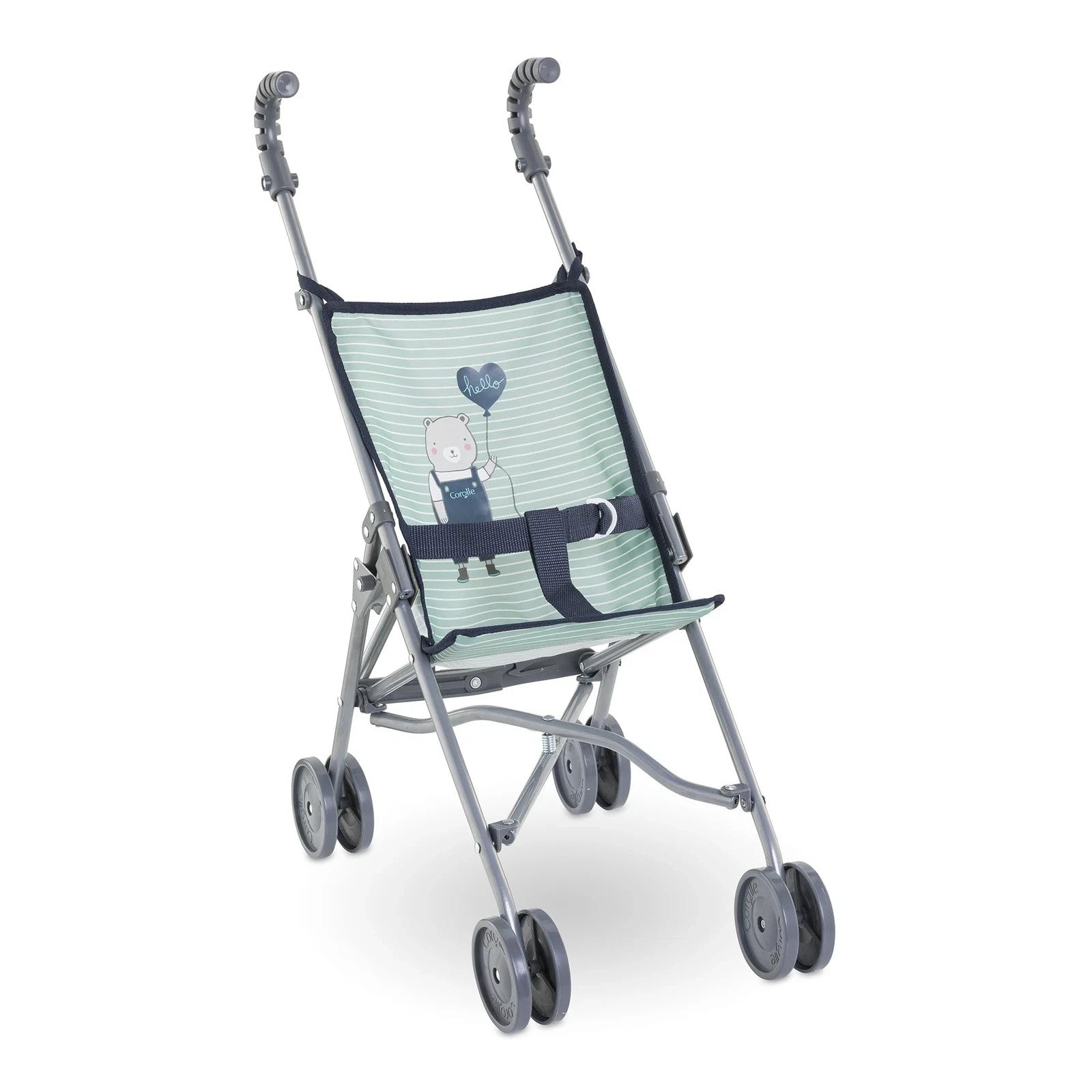 Baby-Puppenwagen mit Regenschirm Salbei-Streifen passend für große 356 cm und...