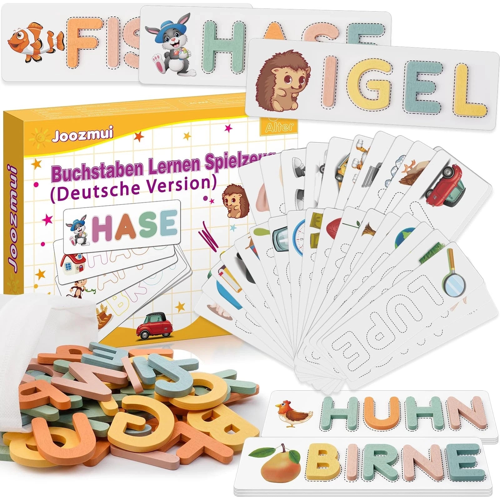 Holzspielzeug ab 3 Jahren: Montessori Buchstaben Lernspiele für Jungen & Mädchen