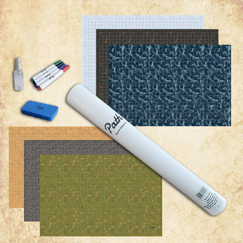 Battle Grid Spielmatte, Doppelseitig, 91,4 X 61 Cm, 3 Matten, 6 Gelände, 4 Marke