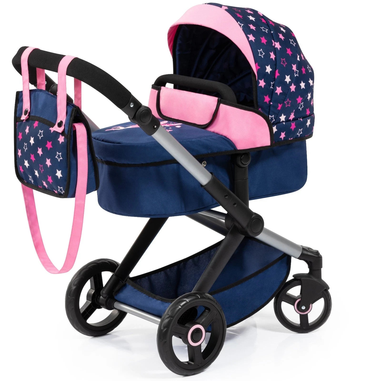 Kombi Puppenwagen Xeo mit Tasche höhenverstellbarer Griff blau mit Fee 17016AA