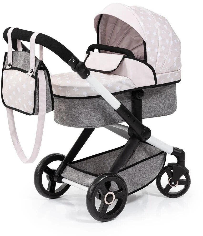 Bayer Design Kombi-Puppenwagen Xeo mit Tasche Rosa/Grau