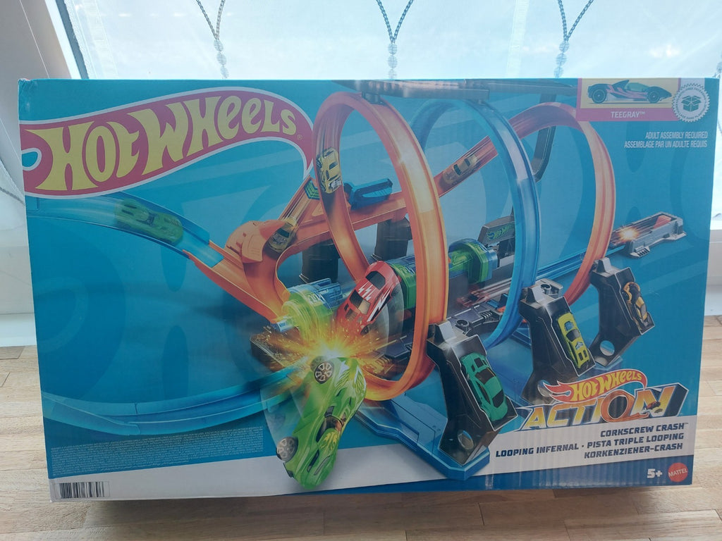 Hot Wheels FTB65 Action Korkenzieher Crash Trackset Auto-Rennbahn B-Ware